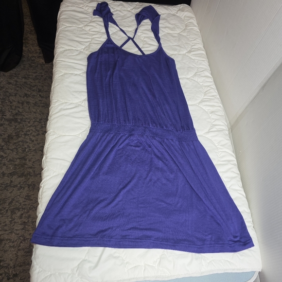 Dolan Anthropologie Purple Open Back Dress Medium Flutter Sleeve NWT - Picture 8 of 10